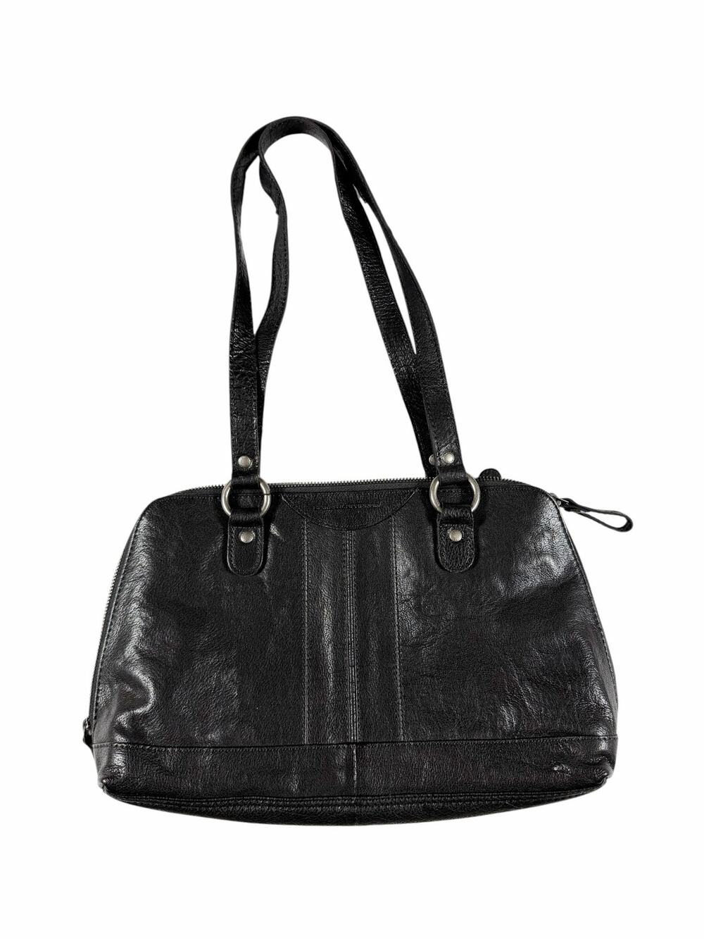 Spikes & Sparrow East West Satchel Black Genuine Leather Shoulder Bag